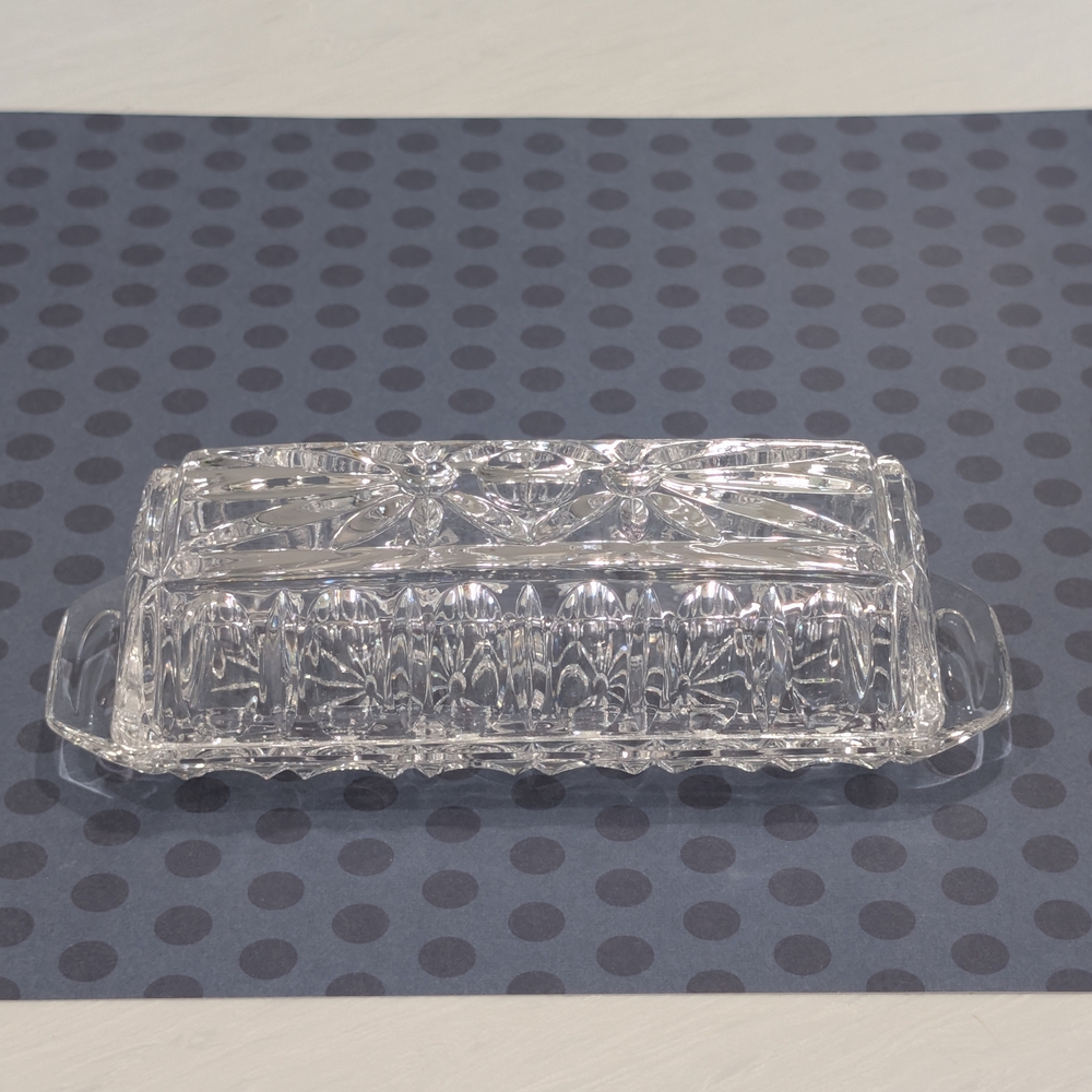 Elegant Clear Glass Butter Dish